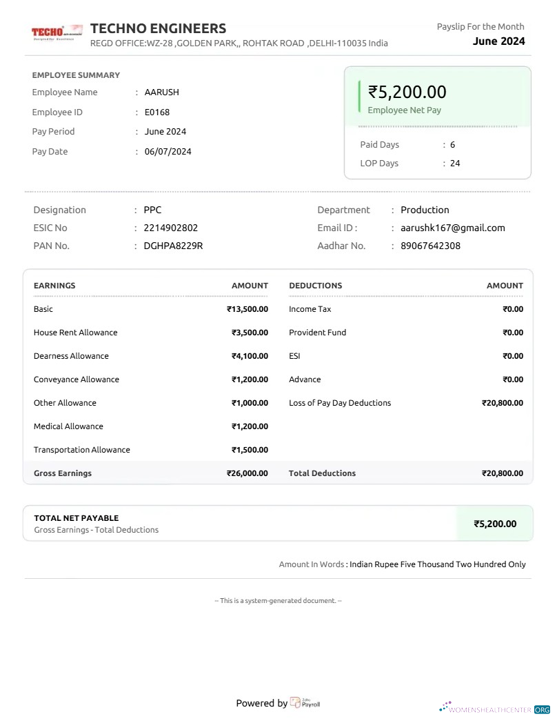 Download Techno Engineers payslip template in Word and PDF formats.pdf, 1 Photoshop template